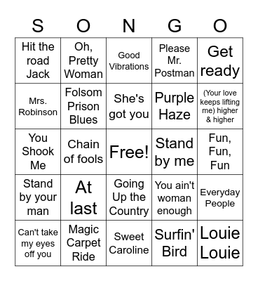 60s - Round 3 Bingo Card