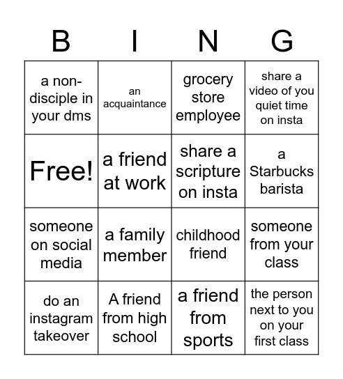 Evangelism Bingo Card