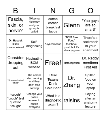 Emma's Bingo Card