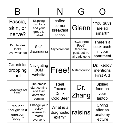 Emma's Bingo Card