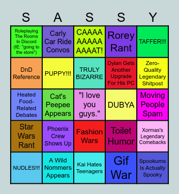 The Sassiest Bingo Card