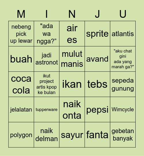 ✮ minju! ✮ Bingo Card