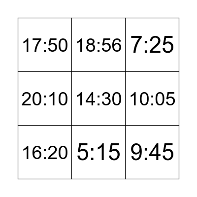 What's the time? Bingo Card