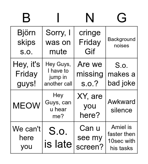 CM Morning Meeting Bing (not Bingo) Bingo Card