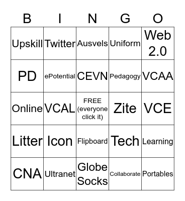 ICON/Ultranet Bingo Card