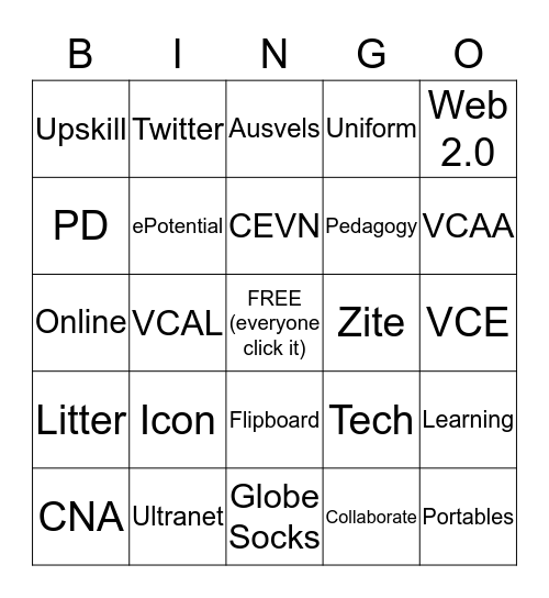 ICON/Ultranet Bingo Card