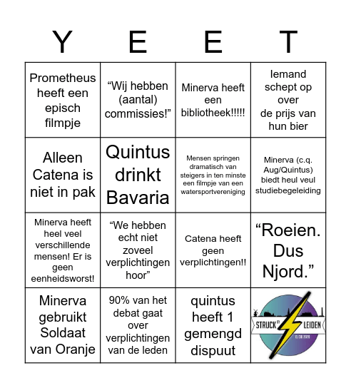 Voorzittersdebat bingo Card