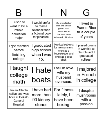 L2's Who's Who Bingo Card