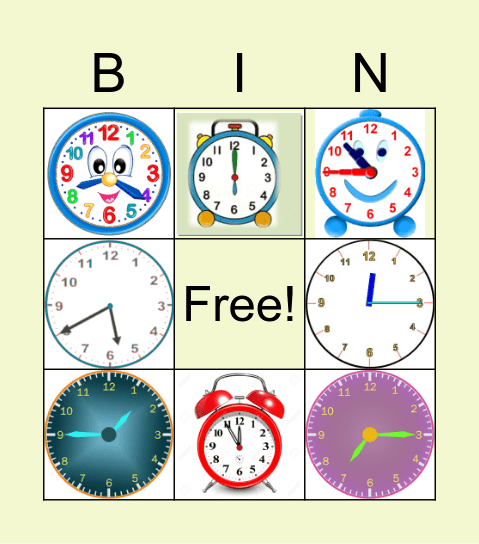 Time Bingo game Bingo Card