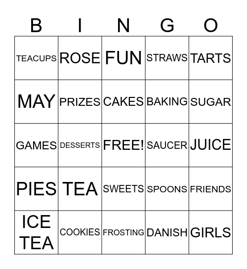 MAY ROSE TEAPARTY 2014 Bingo Card