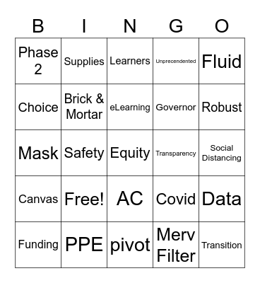 COVID BINGO Card