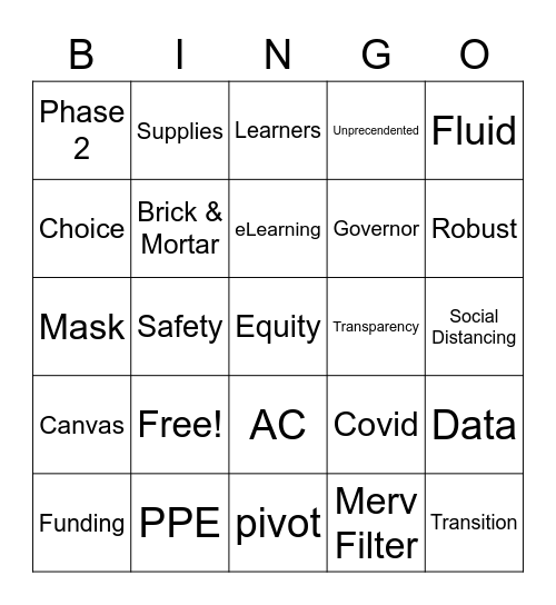 COVID BINGO Card