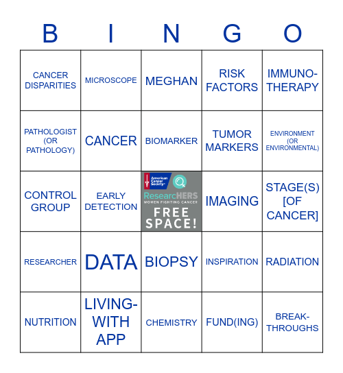 ResearcHERS Celebration Bingo Card