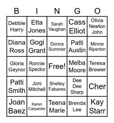 Girl Power Bingo Card