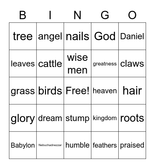 Bible Bingo Card