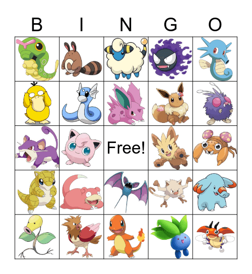 Pokemon Bingo Card