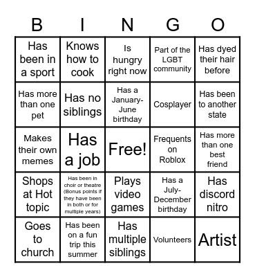 Burnhaven anime club bingo Card