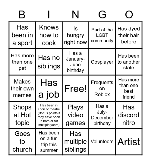 Burnhaven anime club bingo Card