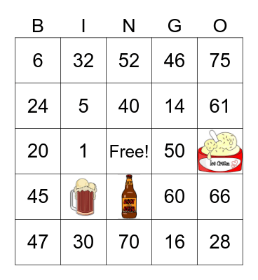 Root Beer BINGO Card