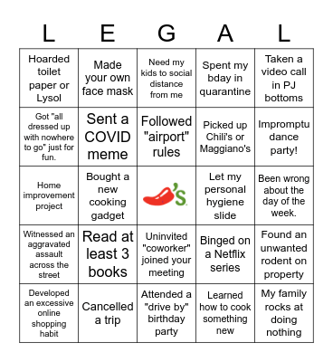 WFH Bingo Card