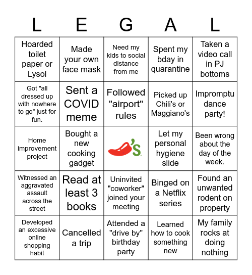 WFH Bingo Card