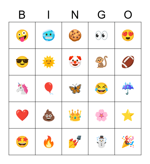 Emoji Bingo Card