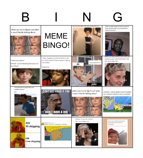 MEME Bingo Card