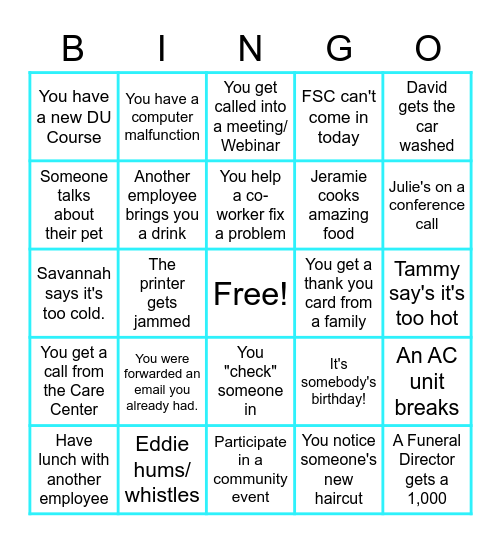 Office Bingo! Bingo Card