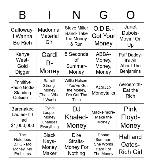 Total-Quiz.com Presents Radio Bingo: Straight Cash, Homie Bingo Card