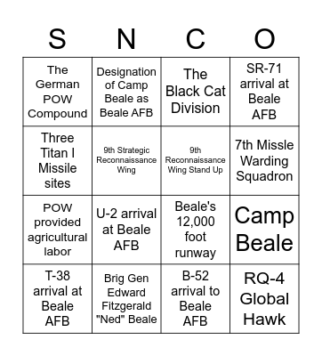 SNCO Bingo Card