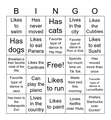 Get to Know Your Teammates Bingo Card