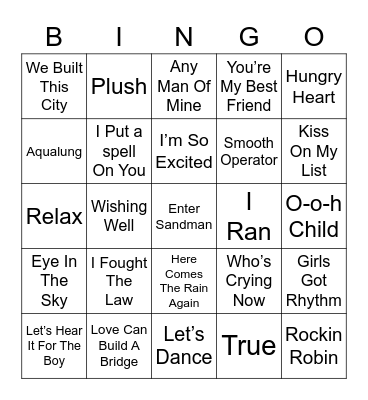 Music Bingo 46 Bingo Card
