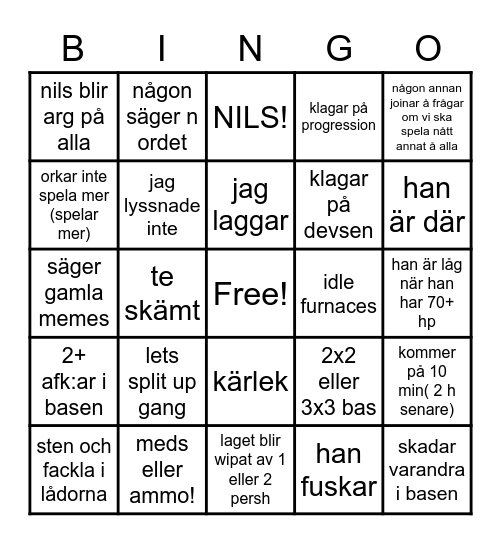 rust Bingo Card