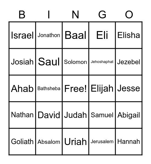 1 & 2 Chronicles Bingo Card