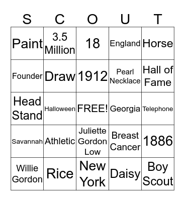 Girl Scout Bingo Card