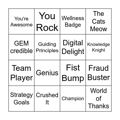 Peer to Peer Bingo Card