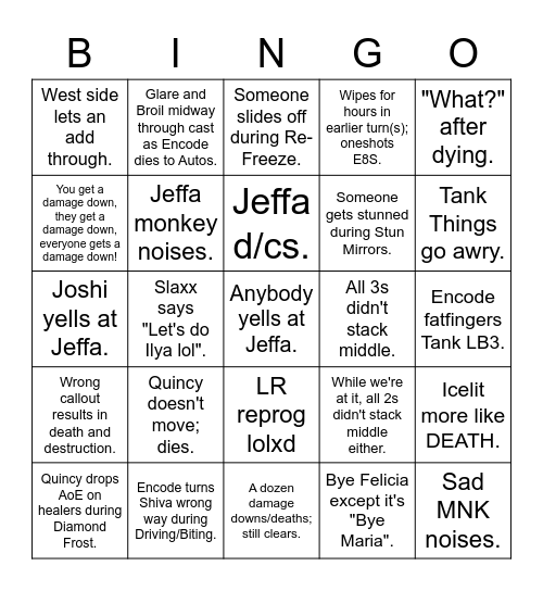 E8S Reclear Btw Bingo Card