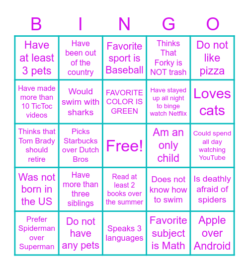 WHO ARE YOU? Bingo Card