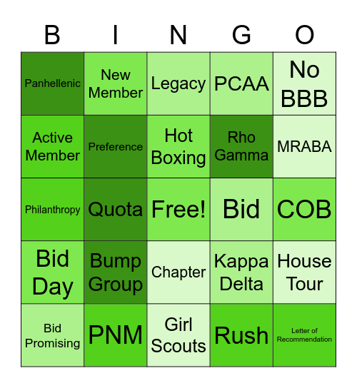 Recruitment Bingo Card