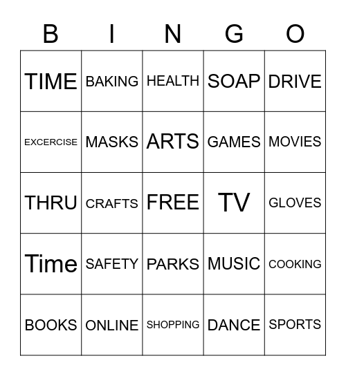 Resident Bingo Card