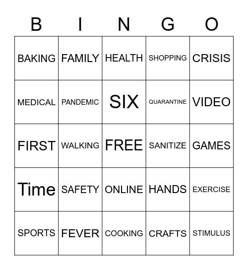 Resident Bingo Card
