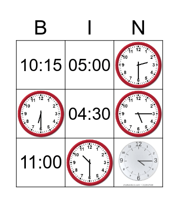 Time Bingo Card