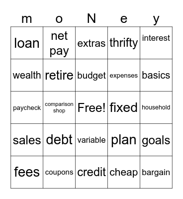 Financial Gain Bingo Card