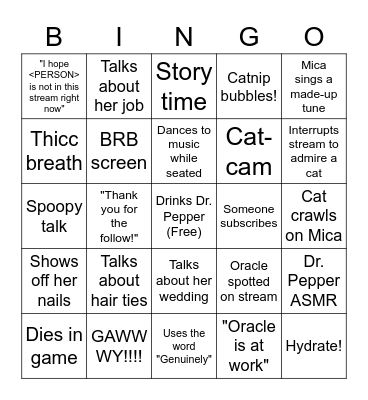 Bingothegr8 Bingo Card