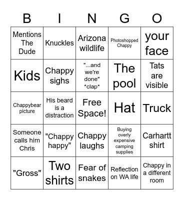 Chappy Bingo Card