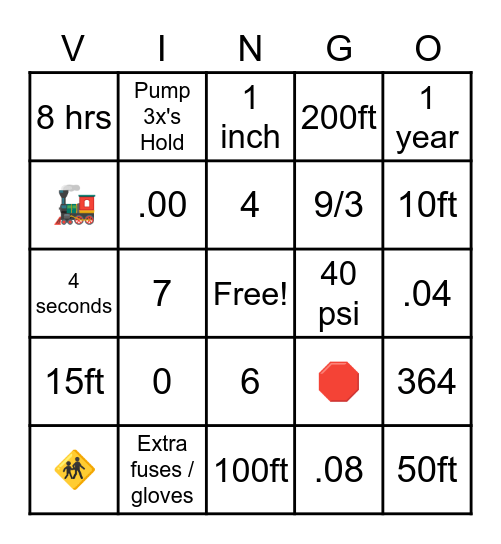 Van Bingo Card