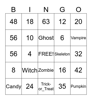 Halloween Bingo Card