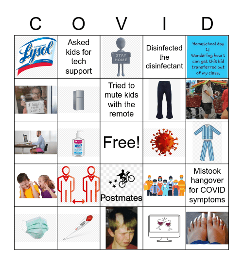 COVID Quarantine BINGO Card