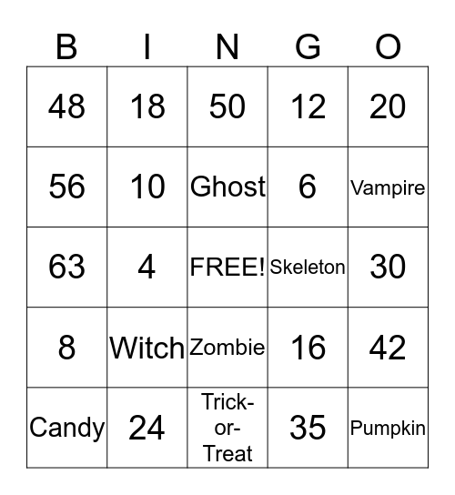 Halloween Bingo Card