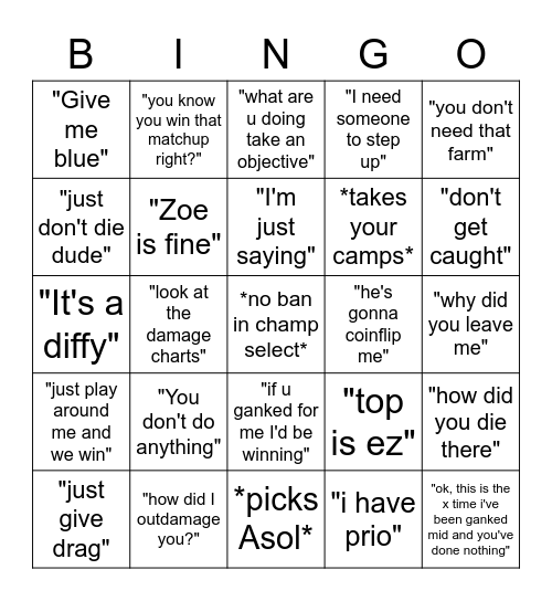Kameron bingo card Bingo Card